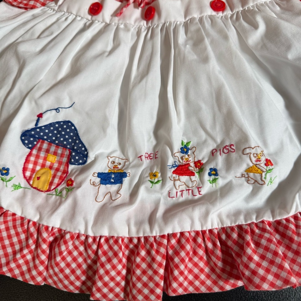 Vintage 3 Little Pigs Embroidered Design Dress Guessimate Size 3 Months